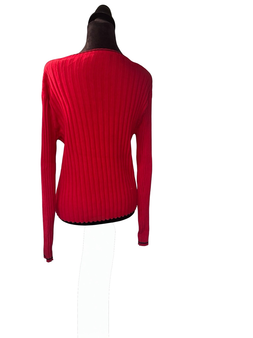 Vintage Polo Jeans Co. Ralph Lauren Red Ribbed Long Sleeve Top size large - Picture 5 of 9